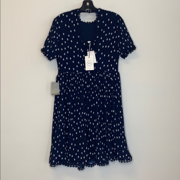 1901 Nordstrom Polka Dot Crinkle Chiffon Fit Flare - Picture 6 of 8